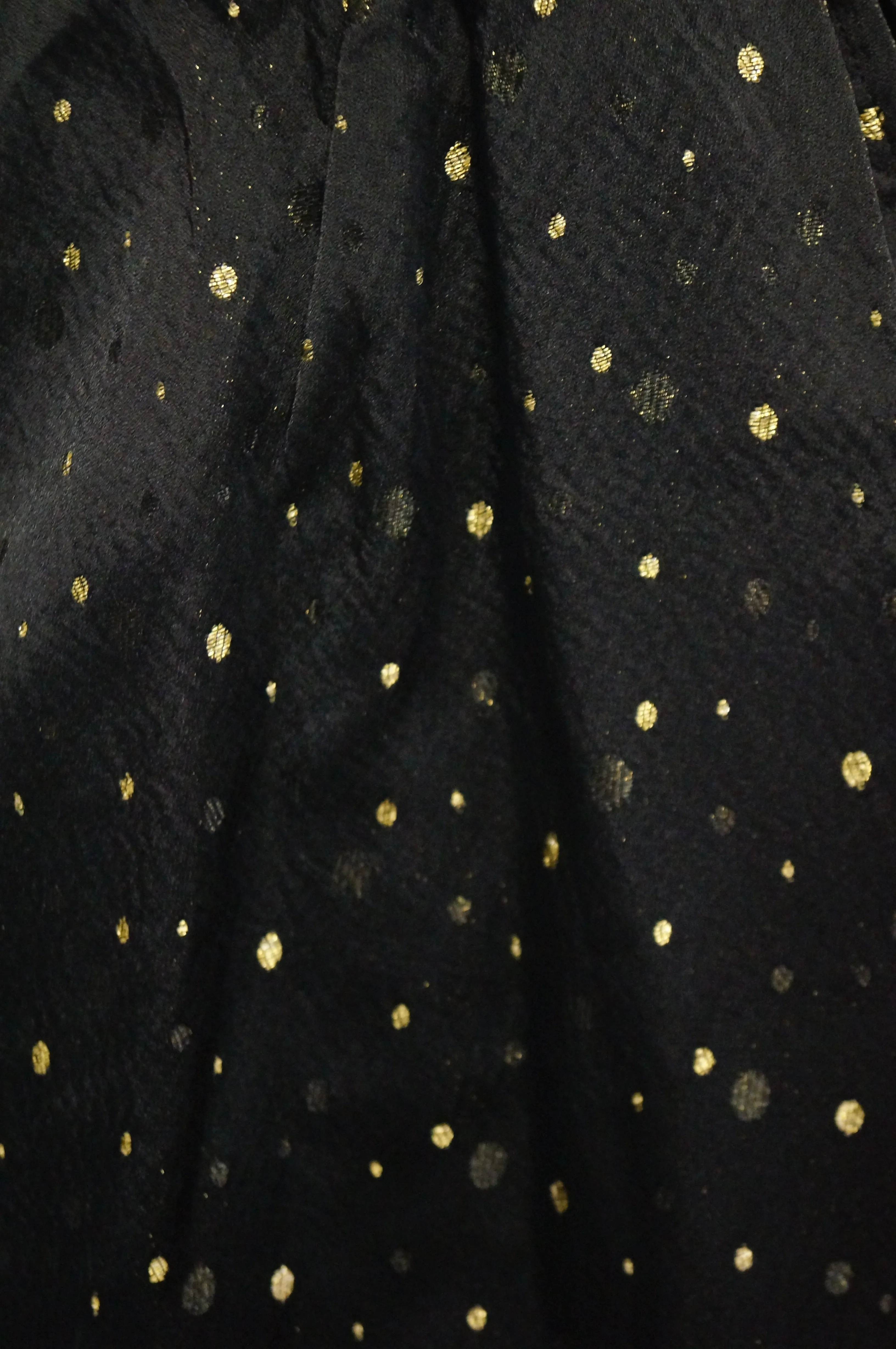 1950s Suzy Perette Black and Gold New Look Evening Dress with Shimmer Dot and