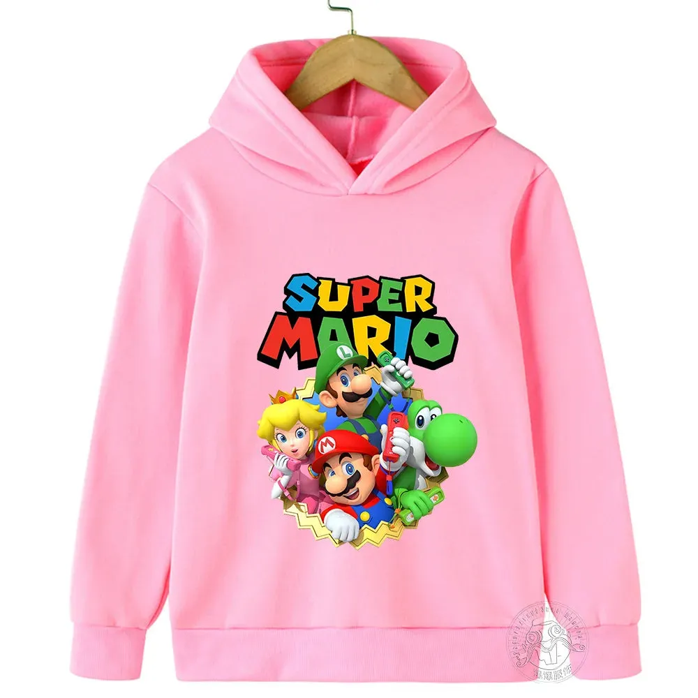 2024 New Game Marios Hoodie Children's Sweatshirt Marios Pullover Fashion Boys and Girls Clothing