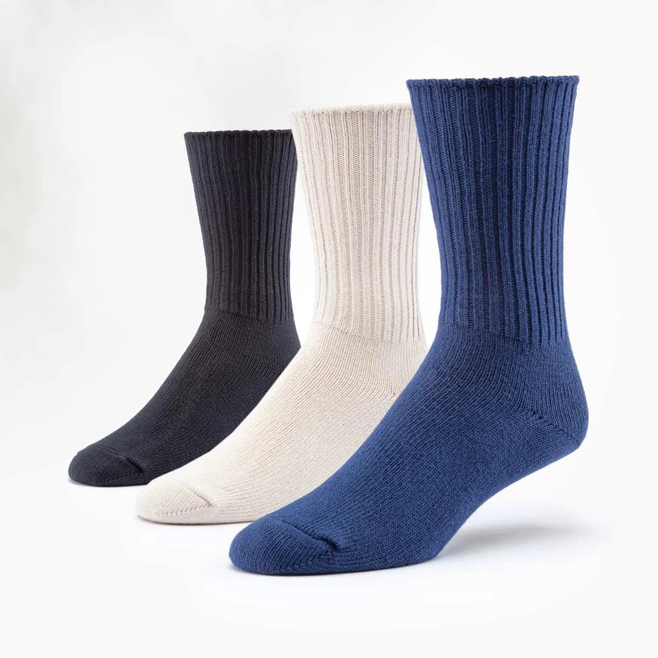 3pk Organic Cotton Crew Socks - Navy/Natural/Black