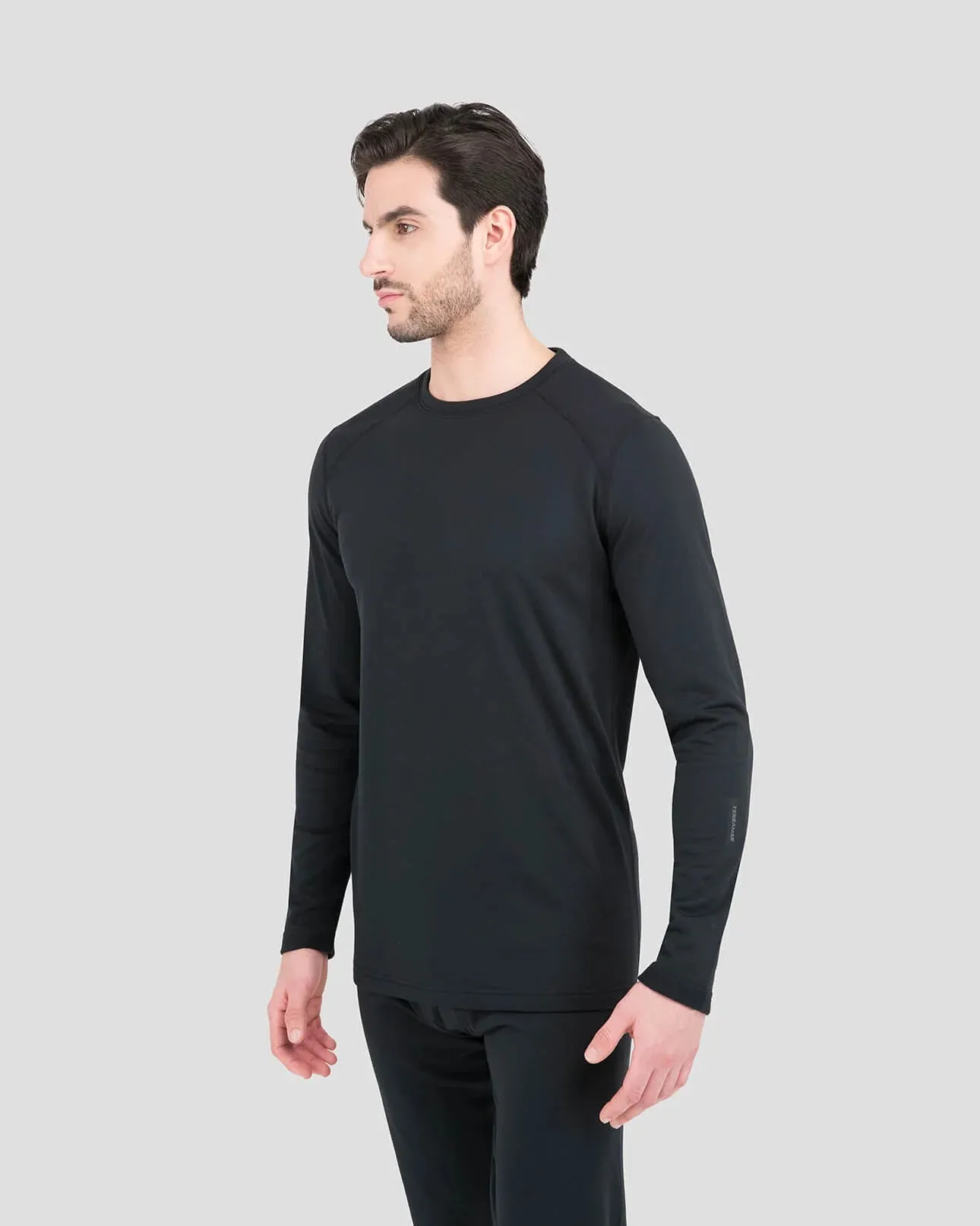 4.0 Men's Expedition Weight Fleece Thermal Base Layer Crew Shirt | Black