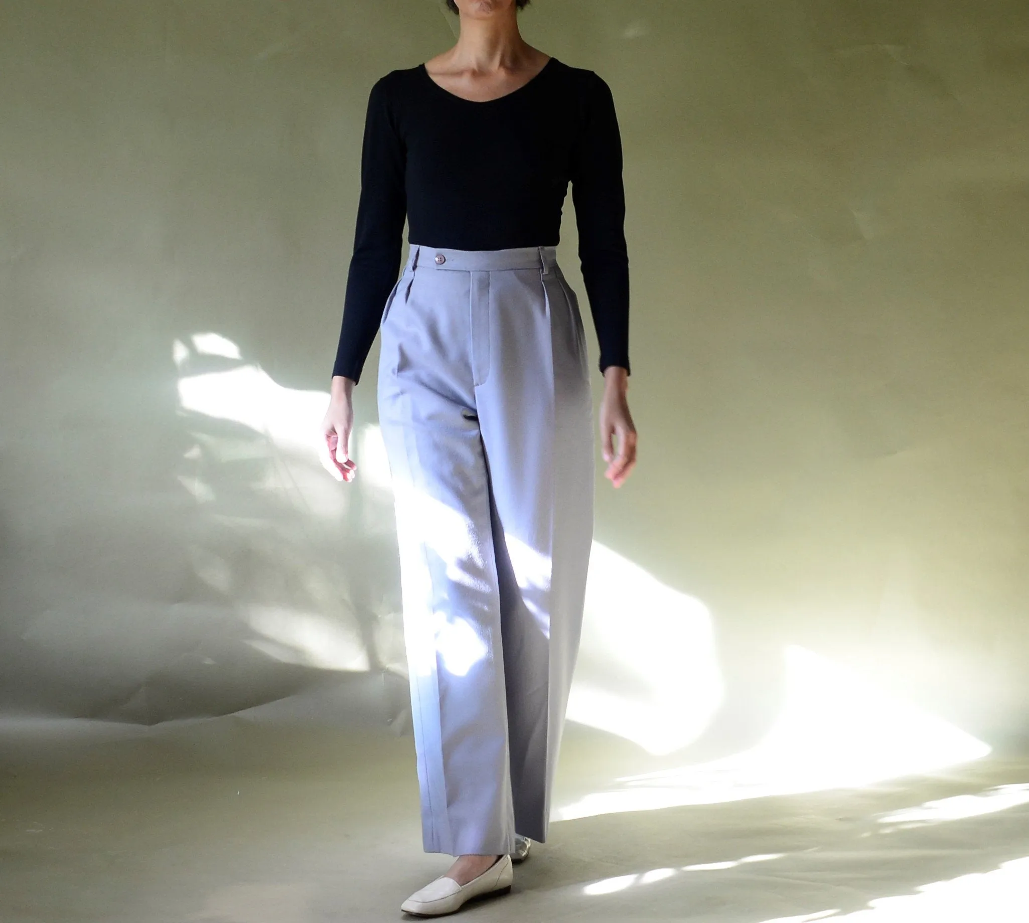 70s CACHAREL wool blend high waist pleated bell bottom trousers // 25-26" waist