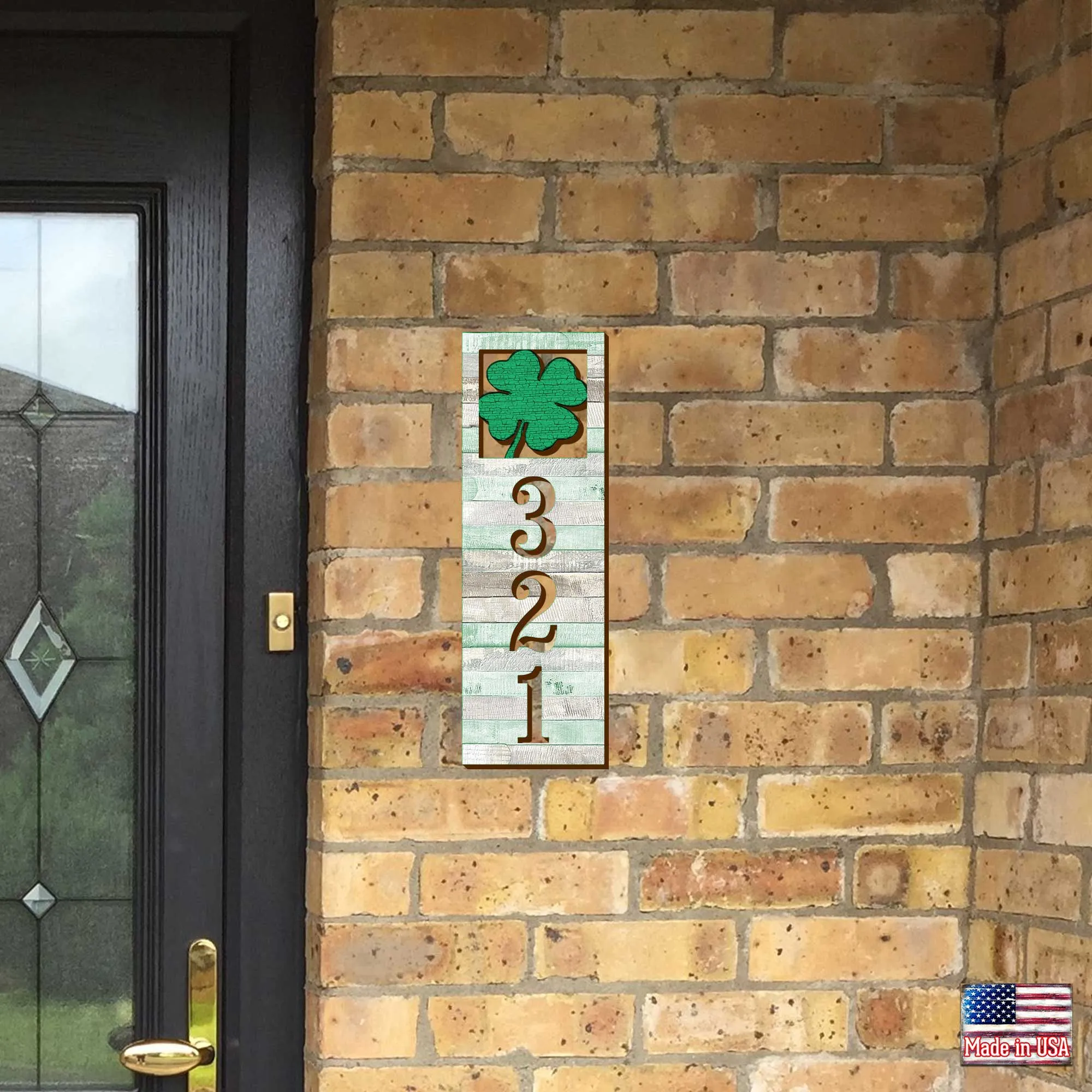 Address Sign - House Numbers - Celtic Door Numbers Plaque - Clover Wood House Number - Custom Home Address Sign - MA989819