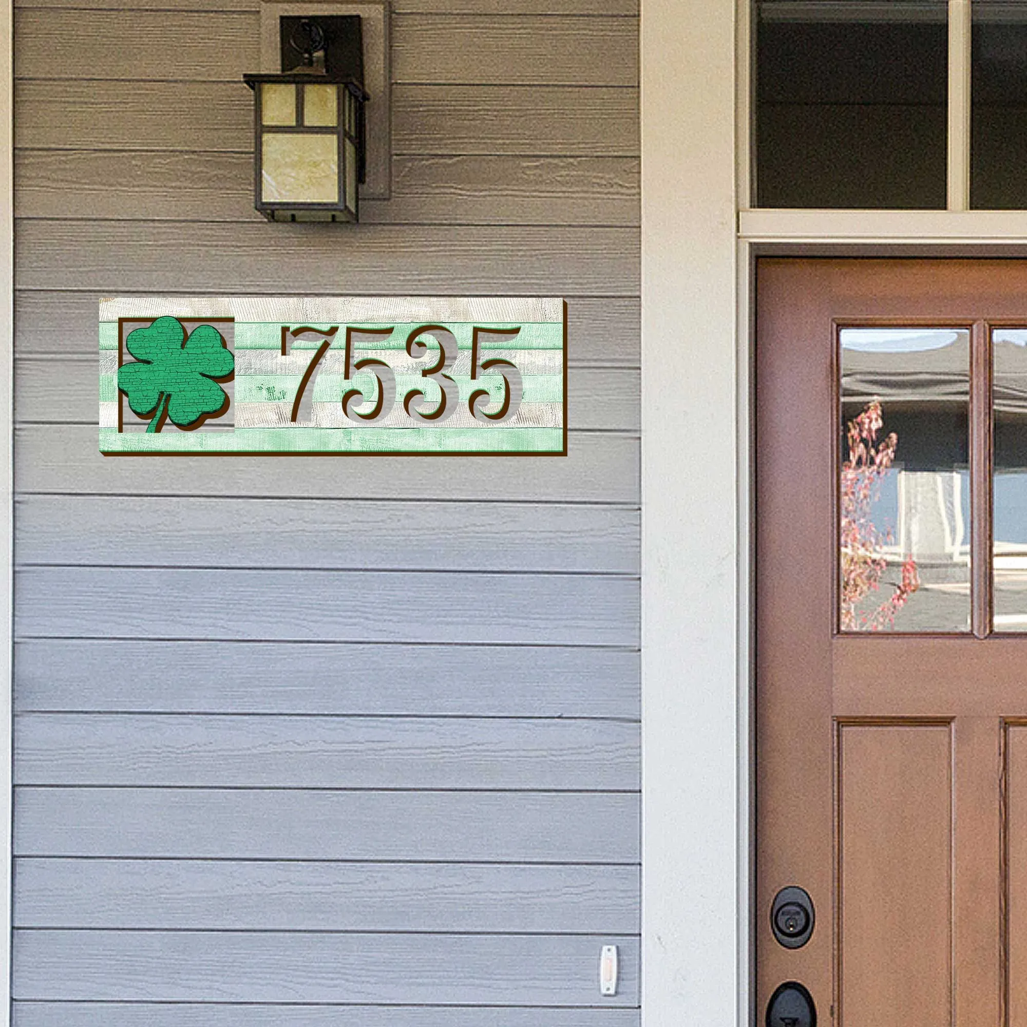 Address Sign - House Numbers - Celtic Door Numbers Plaque - Clover Wood House Number - Custom Home Address Sign - MA989819