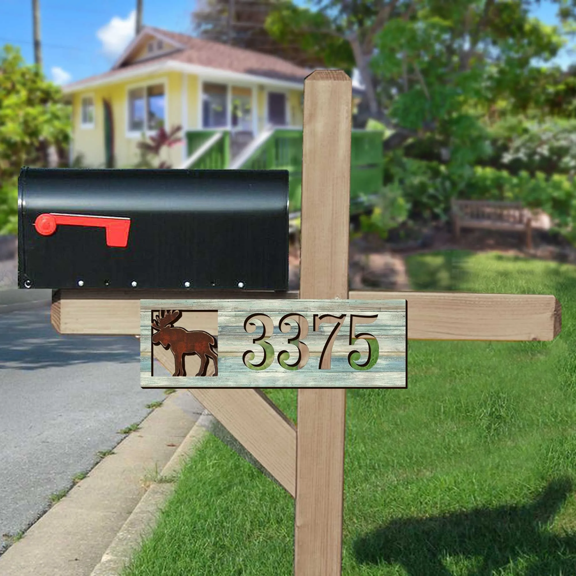 Address Sign - House Numbers - Wildlife Door Numbers Sign - Wooden Moose House Number Plaque - Custom Home Address Sign - MA989818