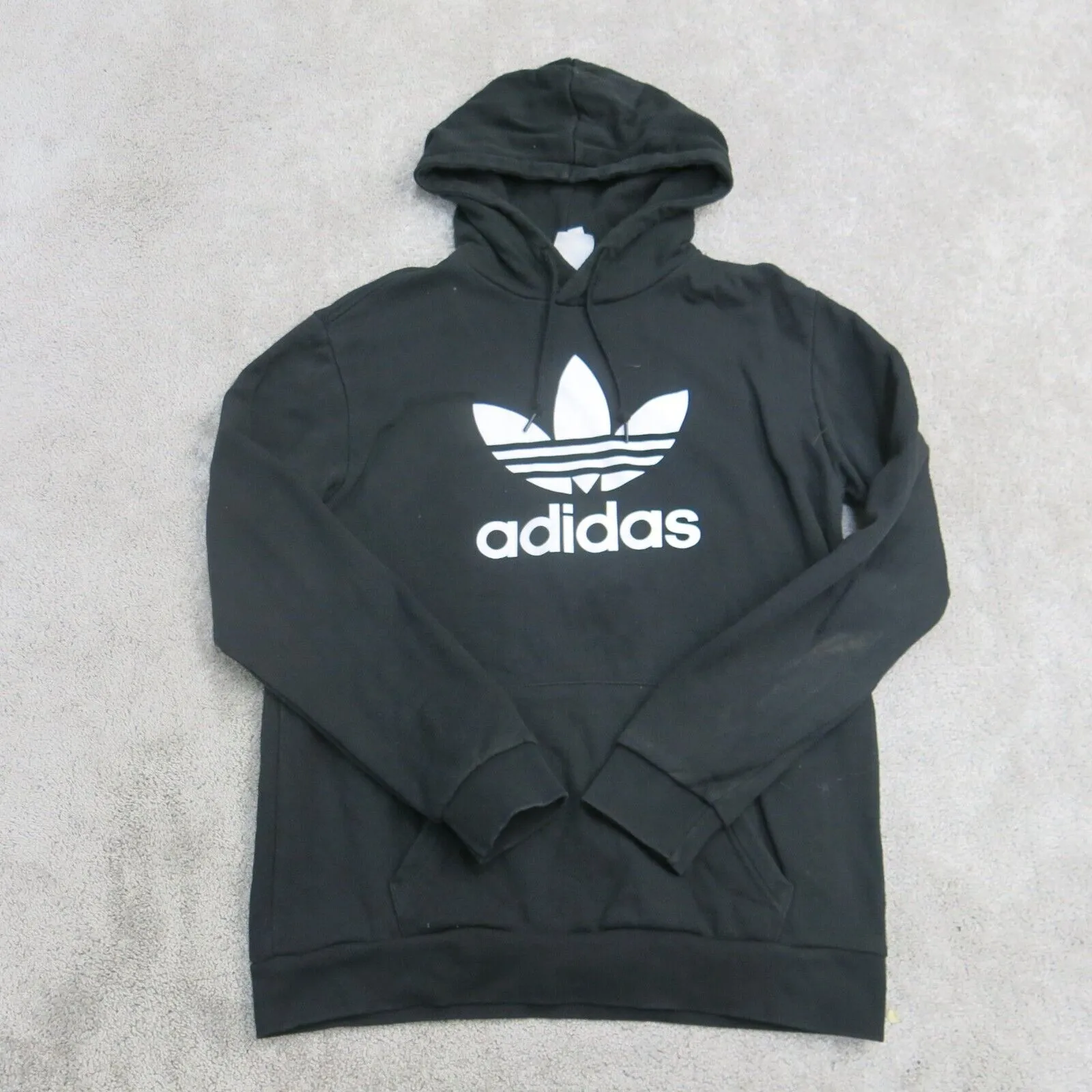 Adidas Hoodie Men M Black Long Sleeve Pullover Sweatshirt Spell Out Logo Outdoor