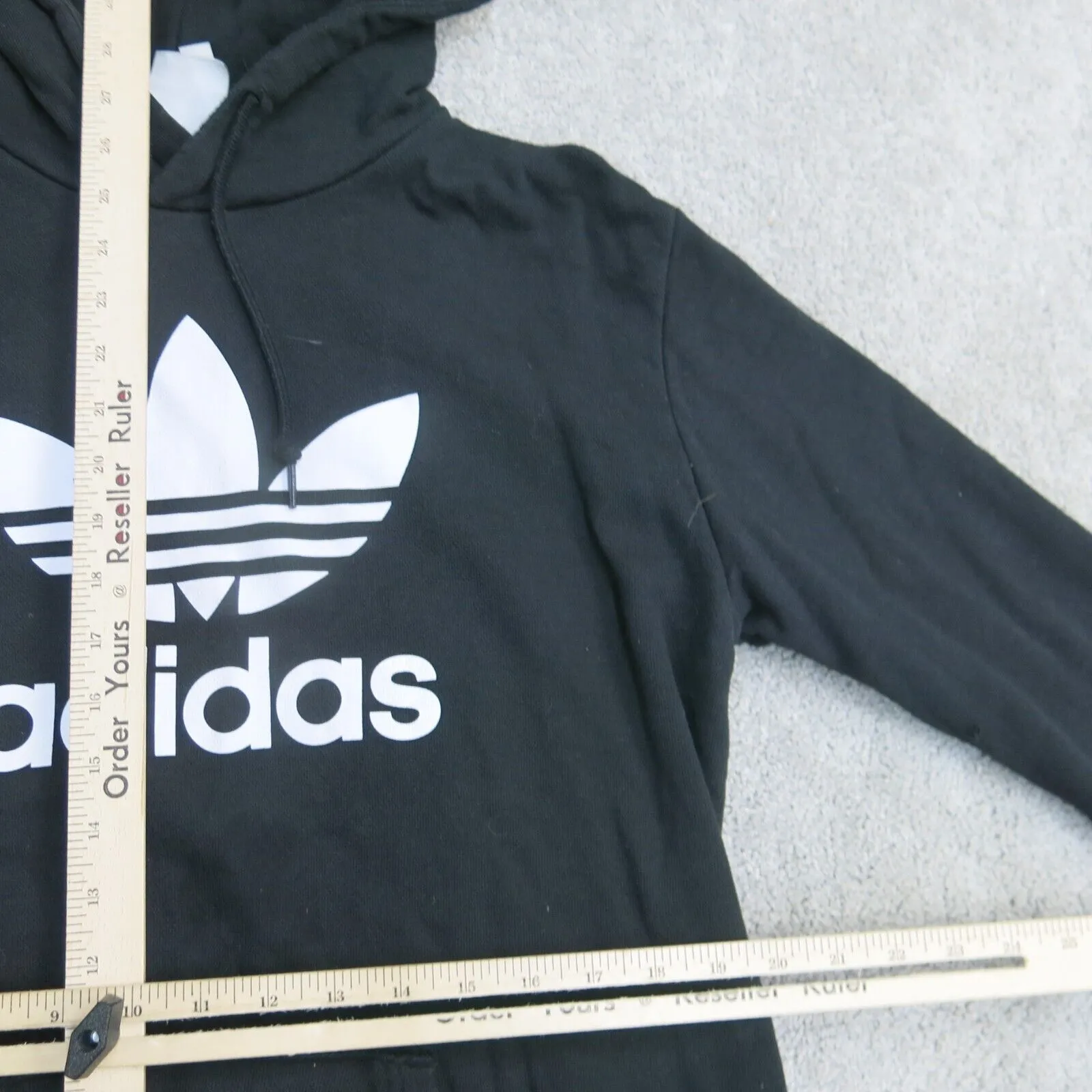 Adidas Hoodie Men M Black Long Sleeve Pullover Sweatshirt Spell Out Logo Outdoor