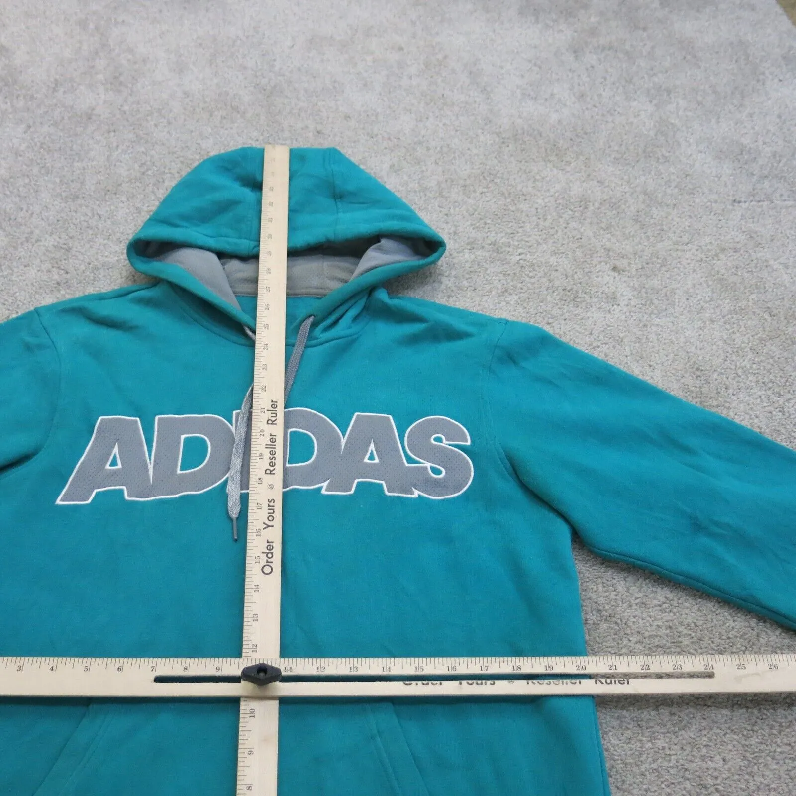 Adidas Hoodie Mens Medium Green Pullover Sweatshirt Sweater Drawstring Logo