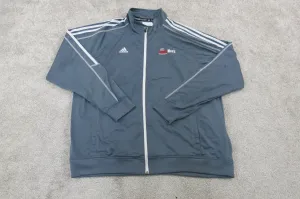 Adidas Jacket Mens 2XL Gray 3 Stripe Activewear Track Lewis Mens Volleyball Logo