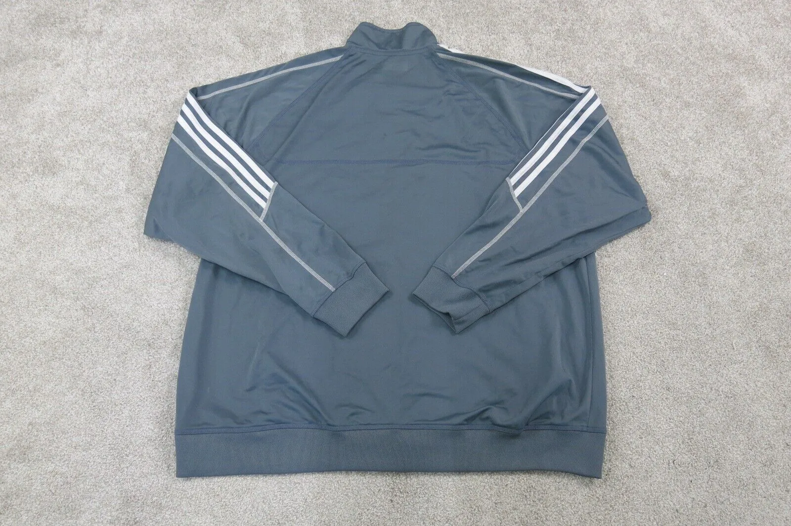 Adidas Jacket Mens 2XL Gray 3 Stripe Activewear Track Lewis Mens Volleyball Logo