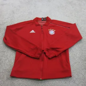 Adidas Jacket Mens Small Red FC Bayern Football Soccer Track Top Full Zip Up