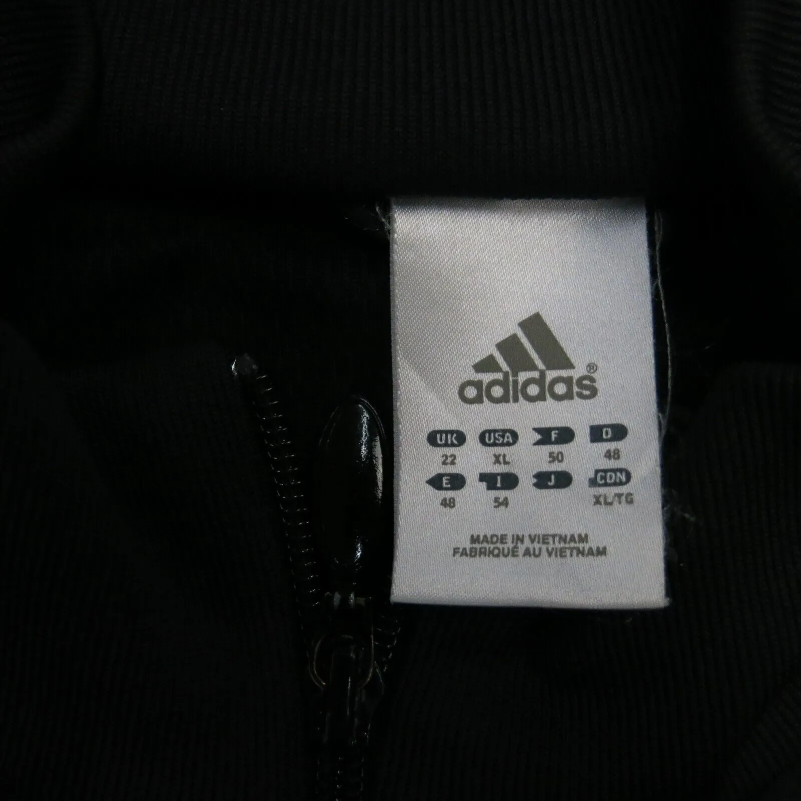 Adidas Men Activewear Track Jacket Full Zip Long Sleeve 3 Striped Black Size XL