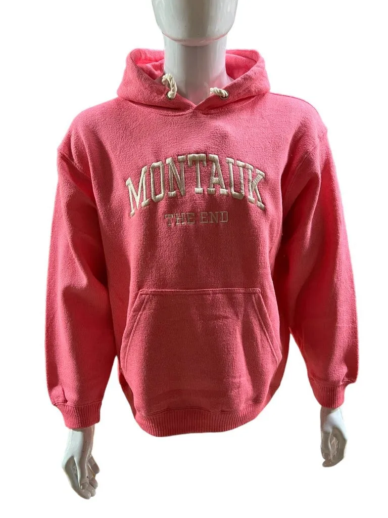 Adult Unisex Embroidered Montauk The End Pullover Hoodie