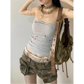 Aiertu Vintage Women's Denim Shorts Hight Waisted Pockets Camouflage Y2k Casual Jeans Cargo Pants Gothic Green Short Jeans 2024 Summer