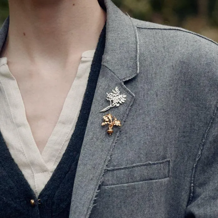 Alex Monroe Leafy Carrot Pin Brooch