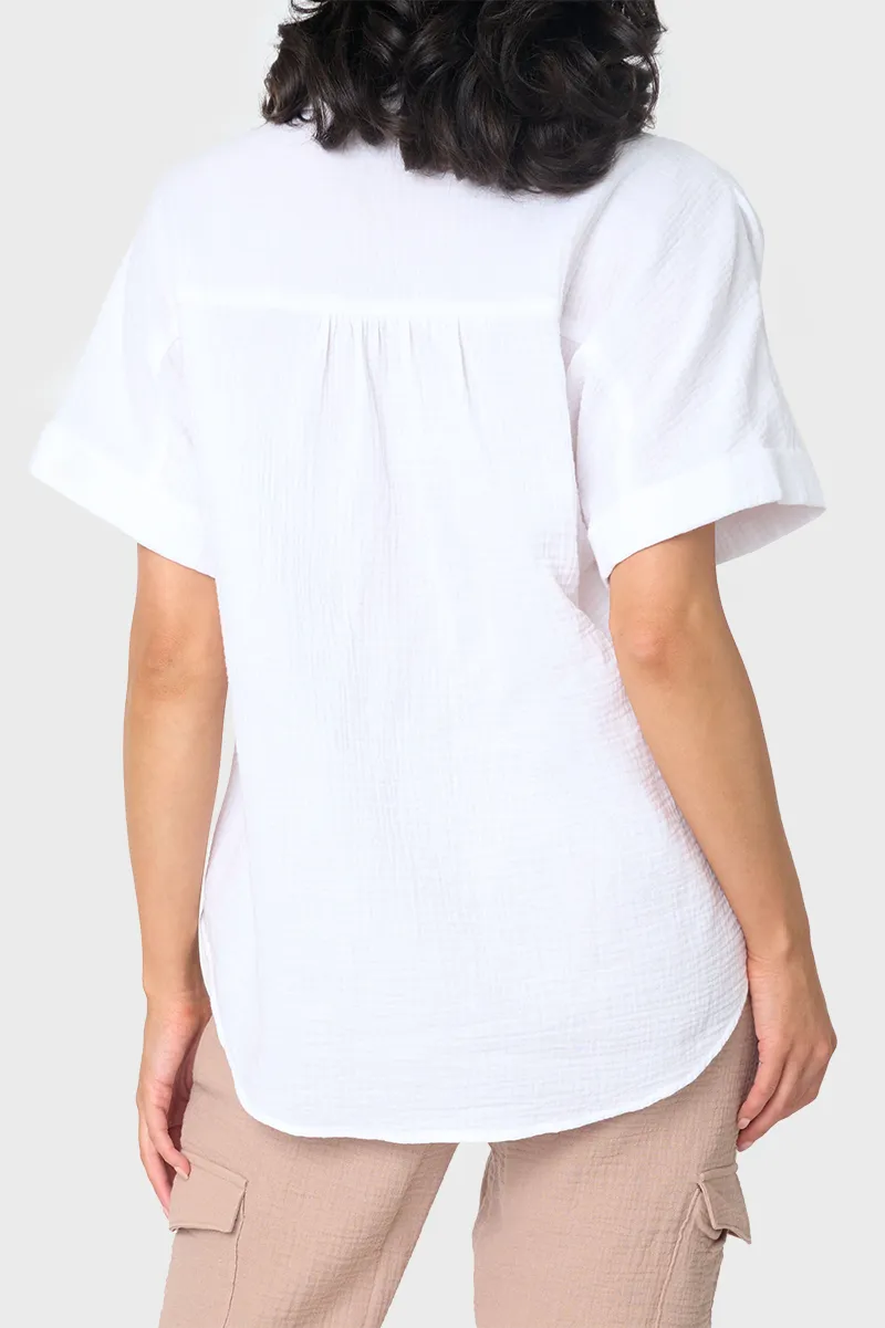 All Day Henley Cotton Gauze Top