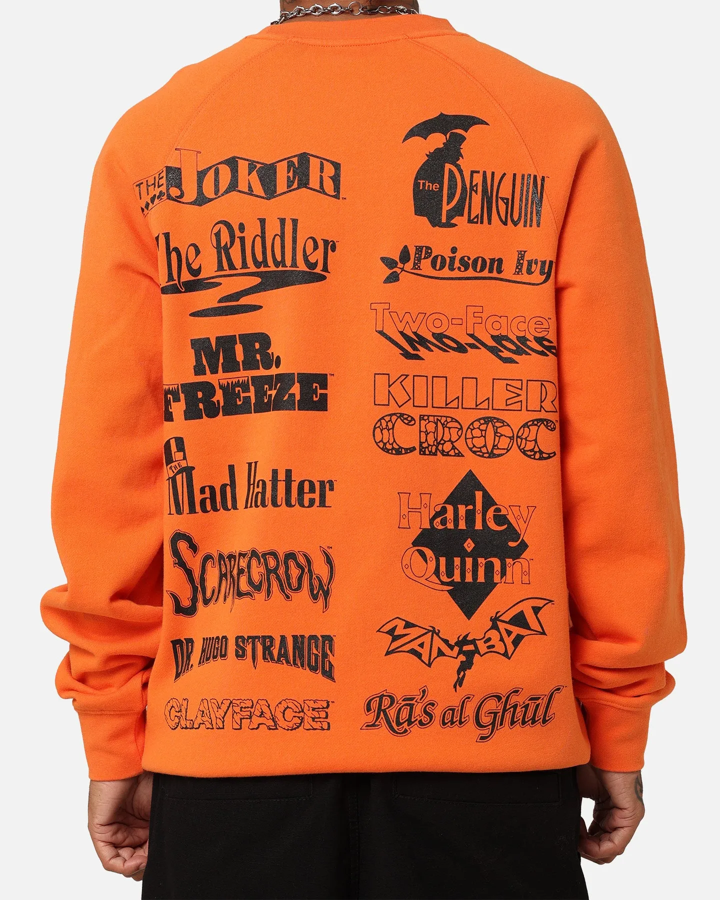 American Thrift X DC Batman Arkham Asylum Crewneck Neon Orange