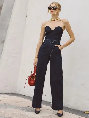 Amozae Bra Jumpsuit Women Long Tooling Bra Rompers Summer Fashion Female Off Shoulder Backless Belt Design Bodysuit