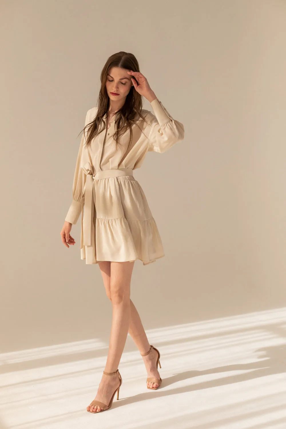 Anais Silk Dress Light Beige