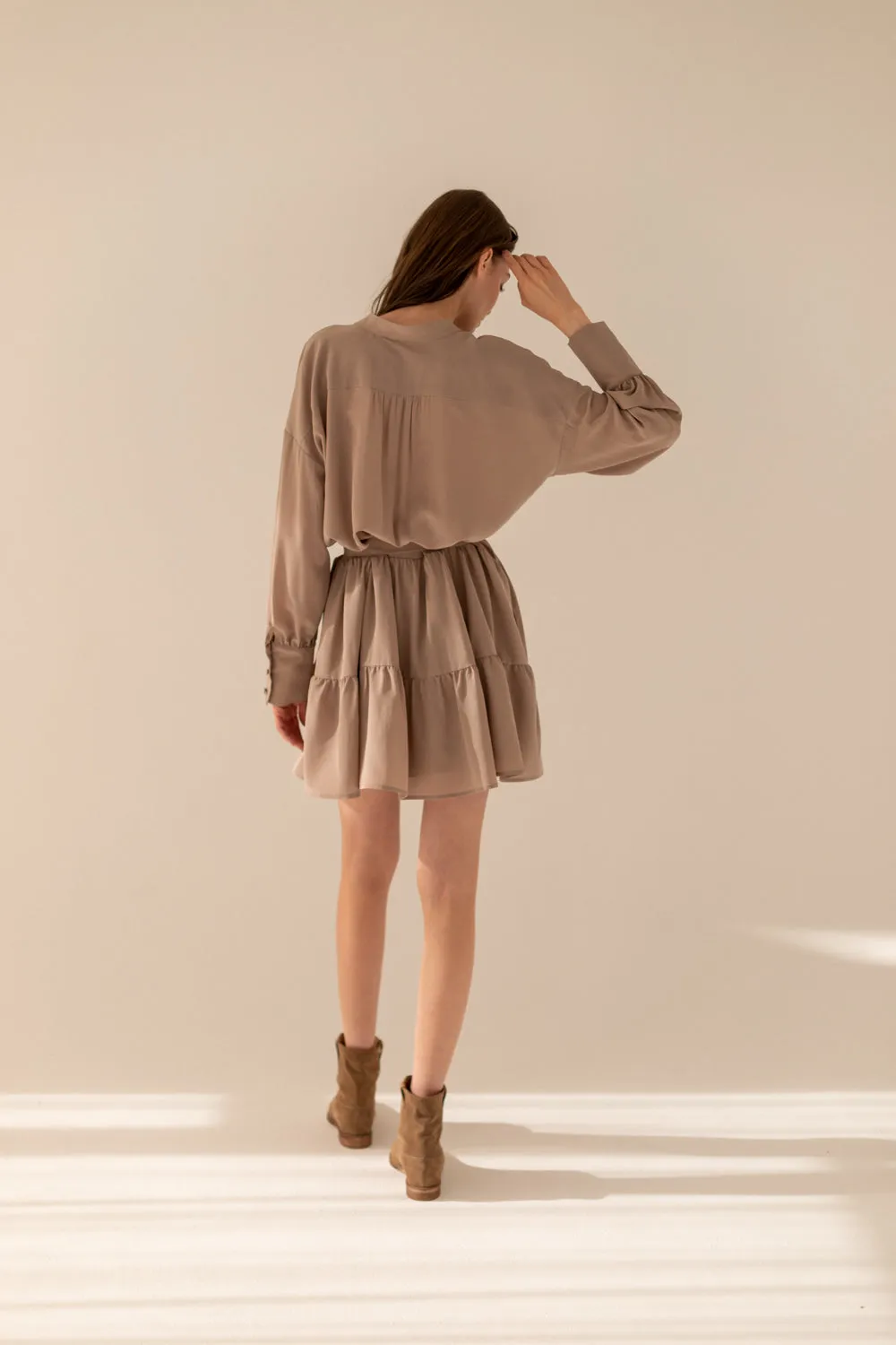 Anais Taupe Silk Dress