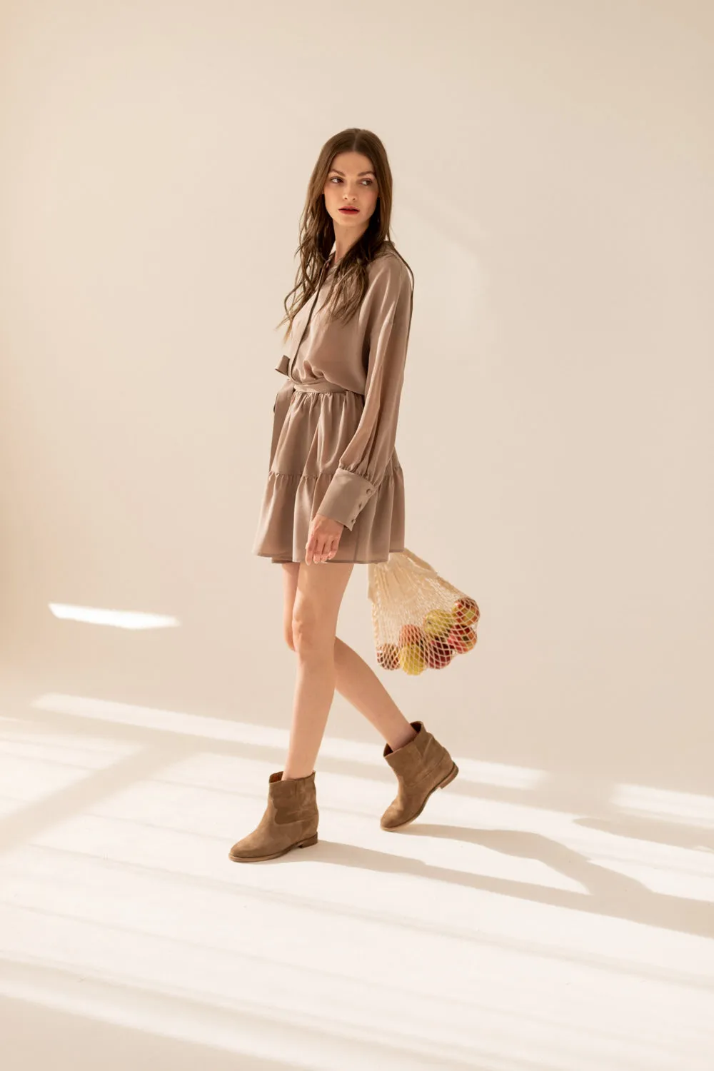 Anais Taupe Silk Dress