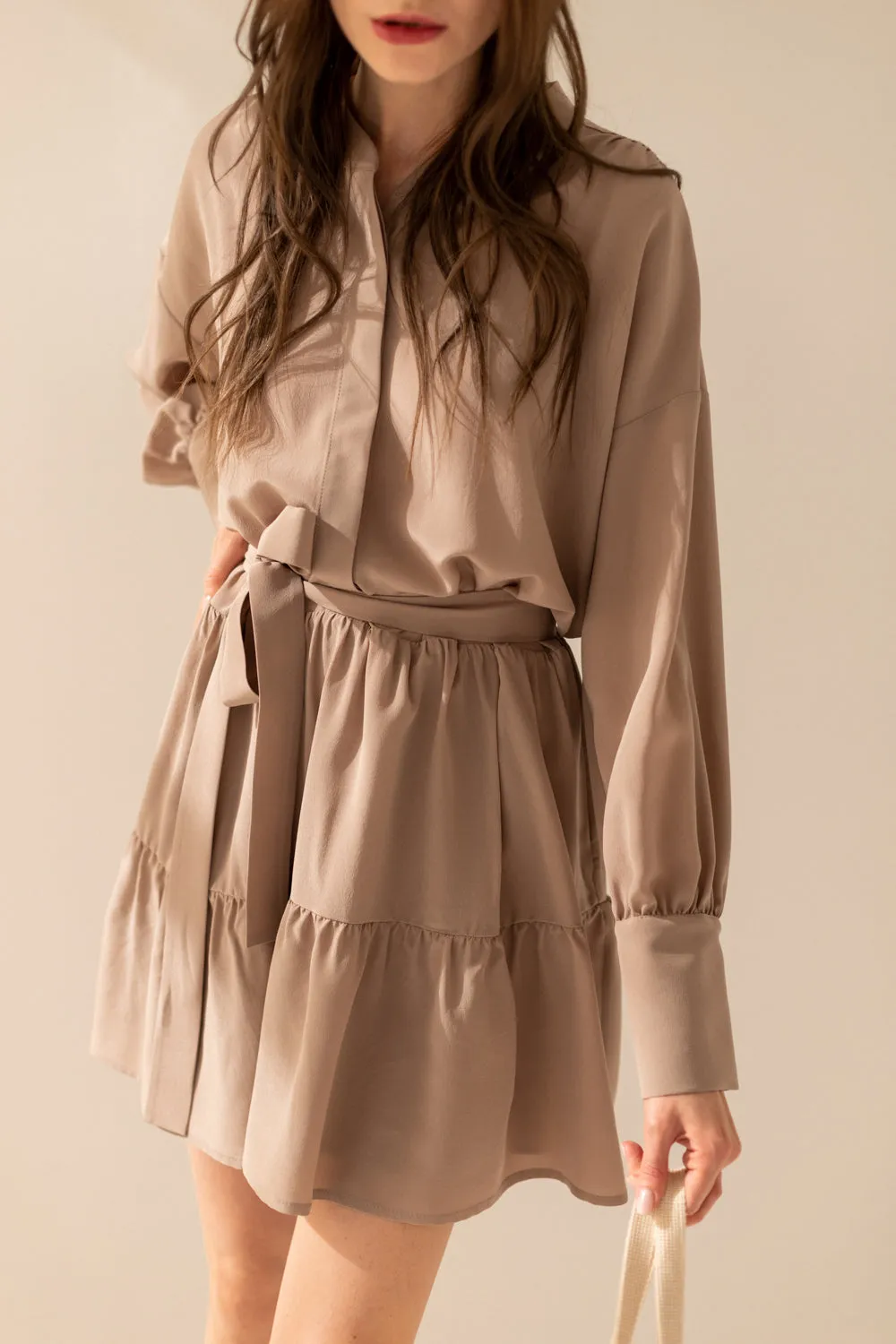 Anais Taupe Silk Dress