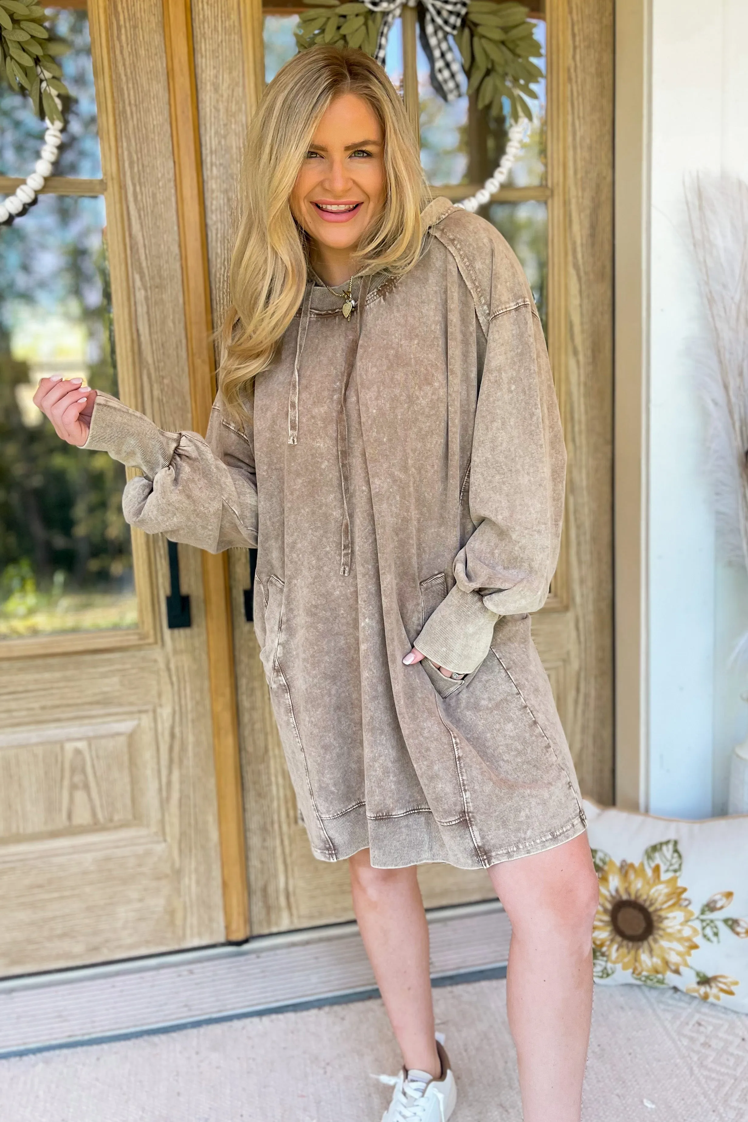 Arlo Oversized Mineral Washed Hoodie Pullover Dress *FINAL SALE*