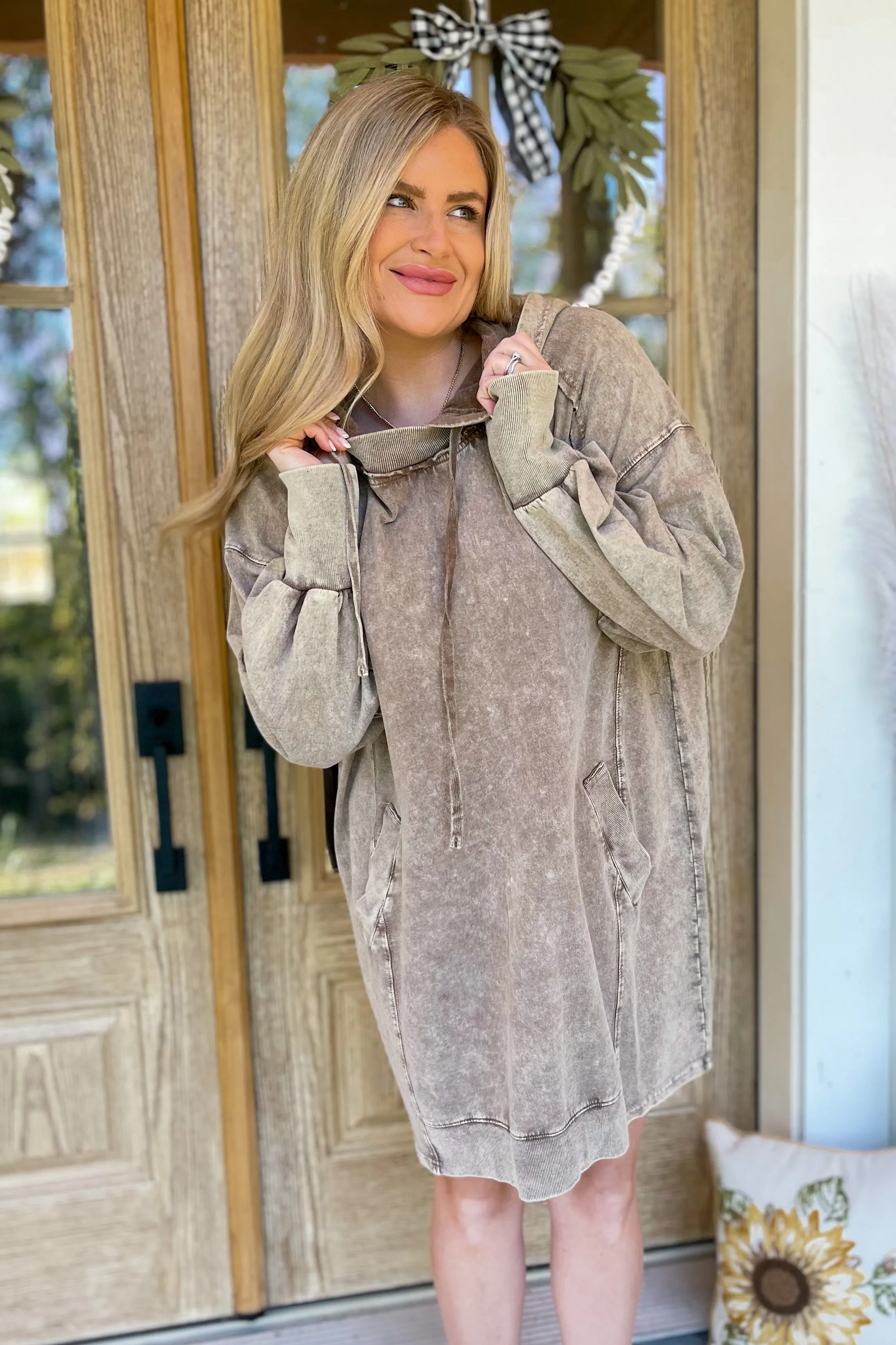 Arlo Oversized Mineral Washed Hoodie Pullover Dress *FINAL SALE*