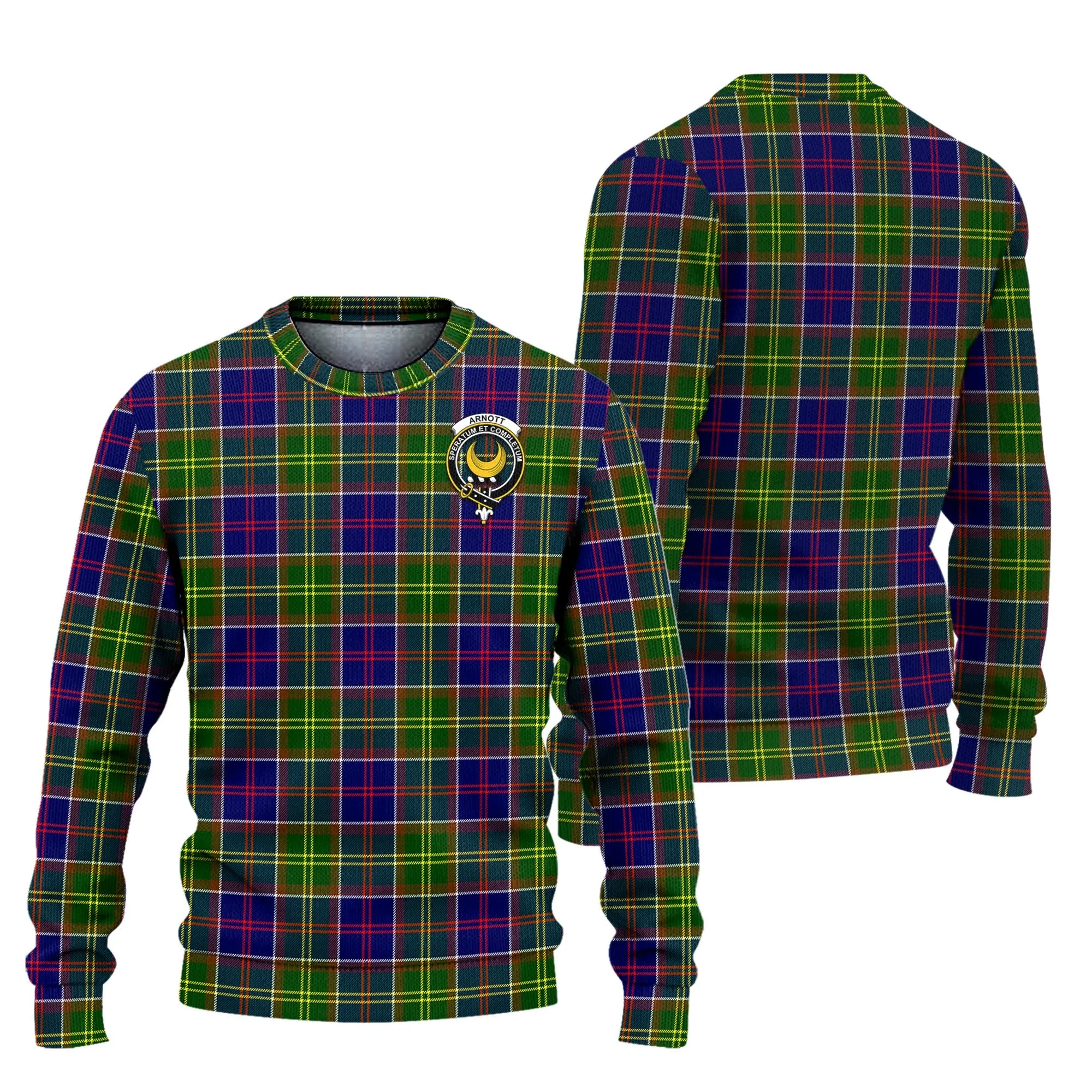 Arnott Tartan Ugly Sweater with Family Crest