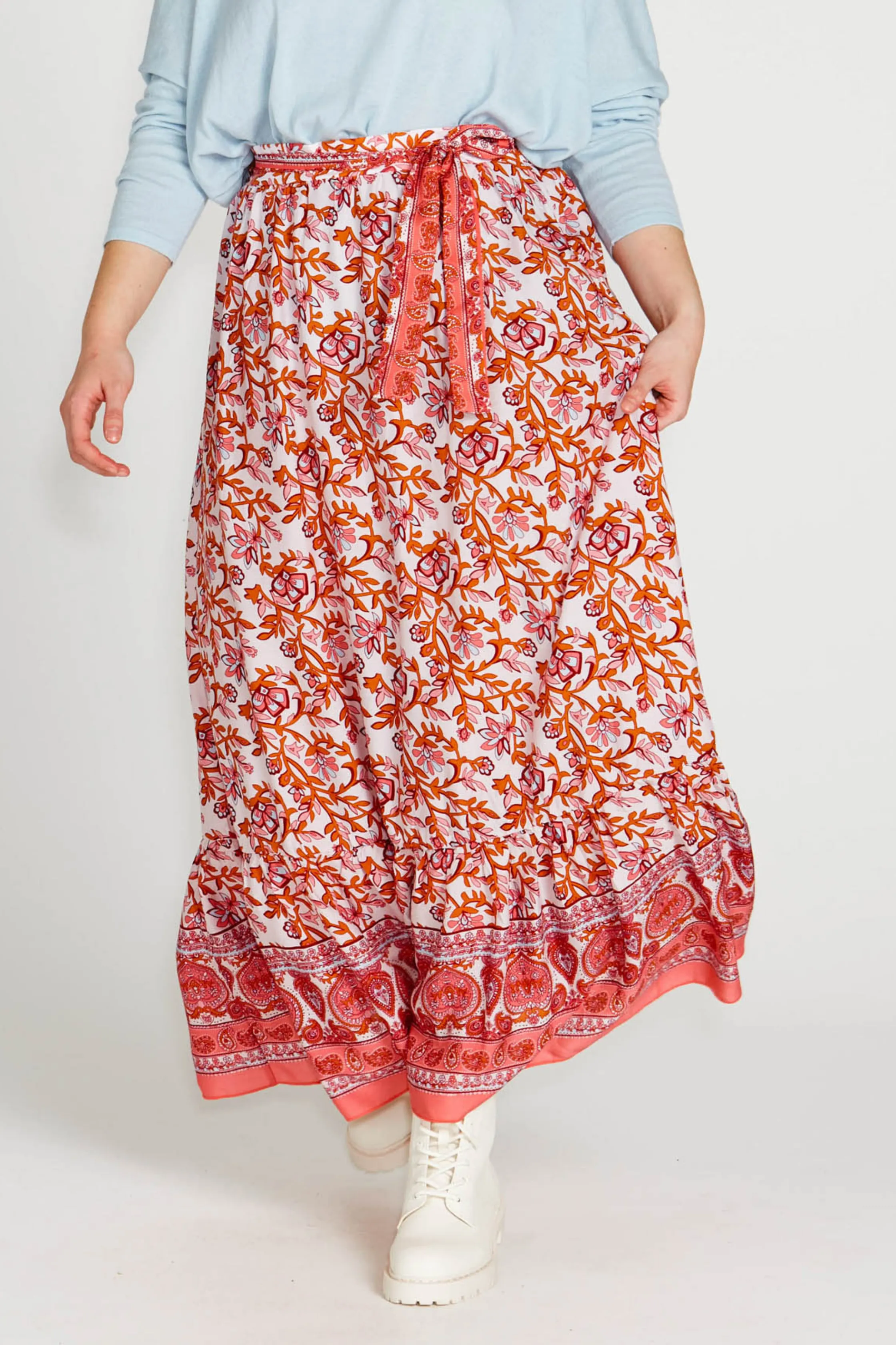 ASHLEY MIDI SKIRT - Pink Blossom