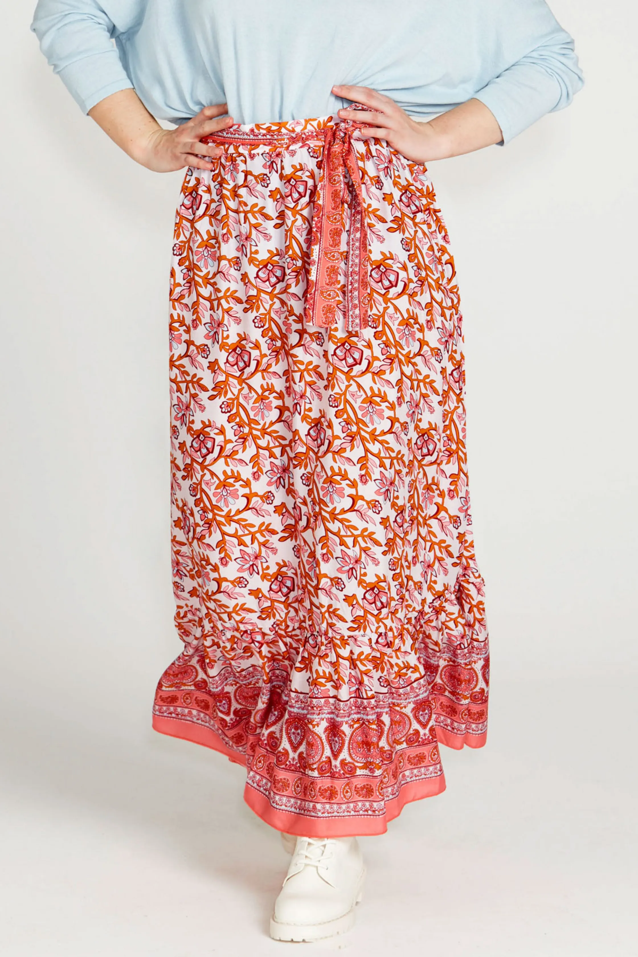 ASHLEY MIDI SKIRT - Pink Blossom