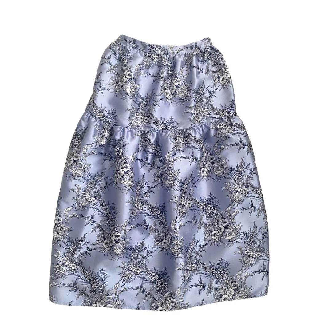 ASOS Floral Jacquard Crop Top & Midi Skirt Co-ord Blue SIZE 8