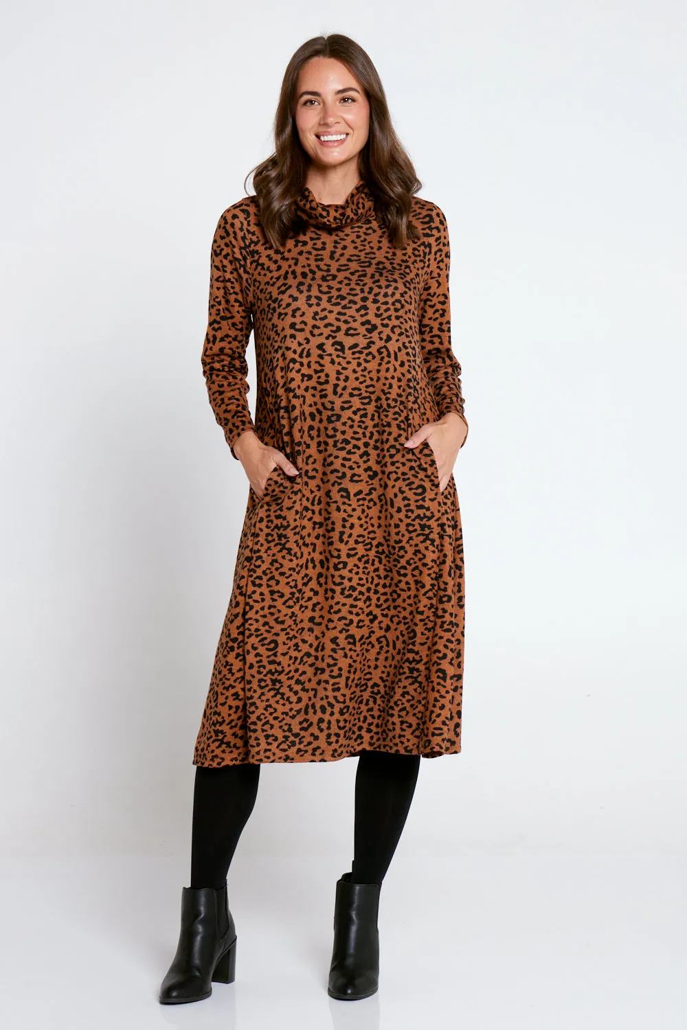 Astrid Tunic Dress - Brown Animal