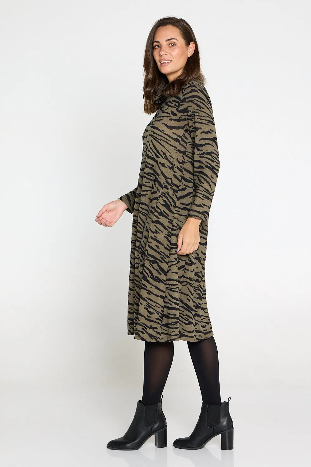 Astrid Tunic Dress - Khaki Animal