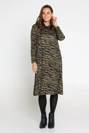 Astrid Tunic Dress - Khaki Animal