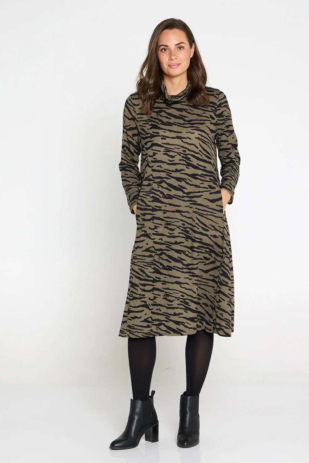 Astrid Tunic Dress - Khaki Animal