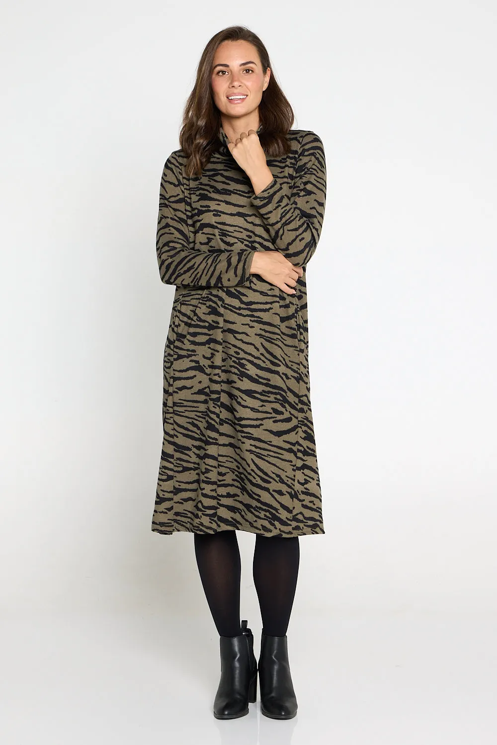 Astrid Tunic Dress - Khaki Animal