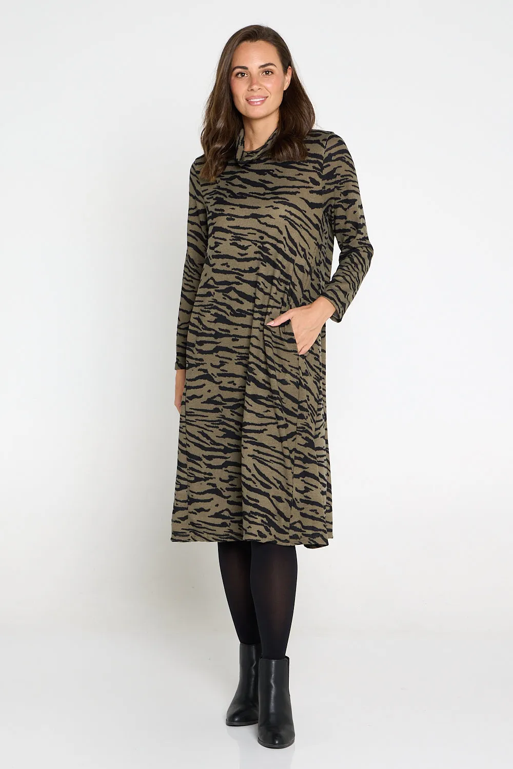 Astrid Tunic Dress - Khaki Animal