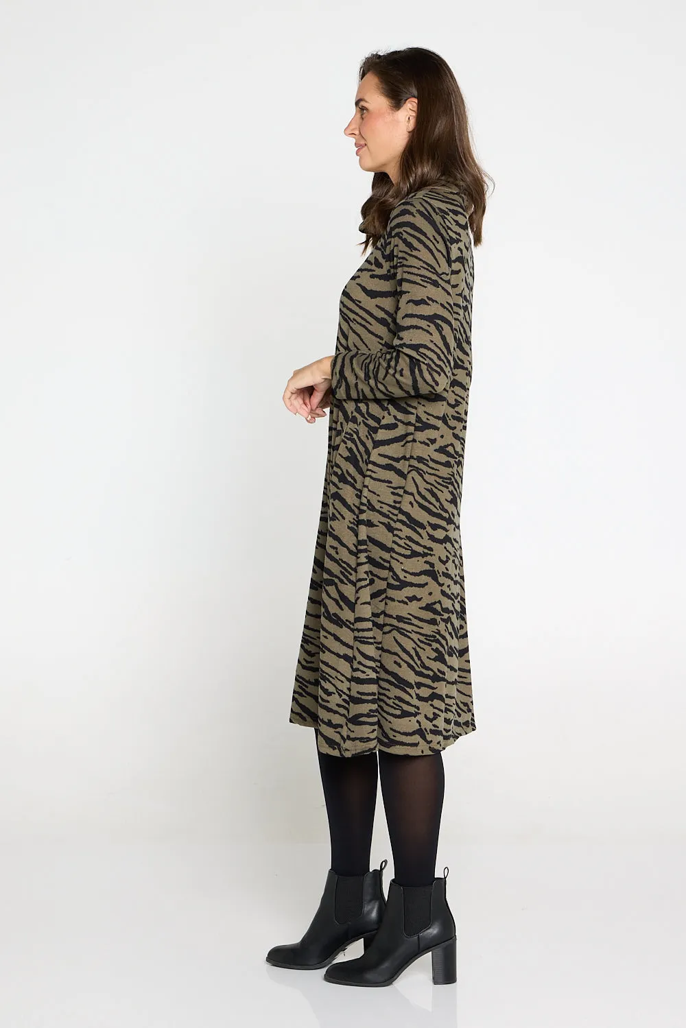 Astrid Tunic Dress - Khaki Animal