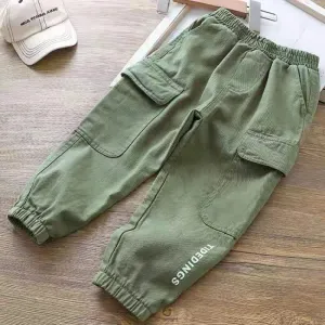 Autumn Solid Cargo Pants for Boy Sweatpant 1-6Y Yong Child Casual Clothes Kids Tactical Pants Spring Jogger Girl Sports Trousers