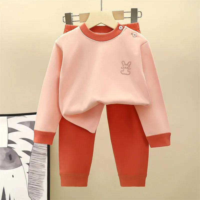 Autumn Thermal Underwear Sets 2024 New Children's Winter Suits Boys Girls Sleepwear Pants 2Pcs Outfits Kids Pajamas Clothing