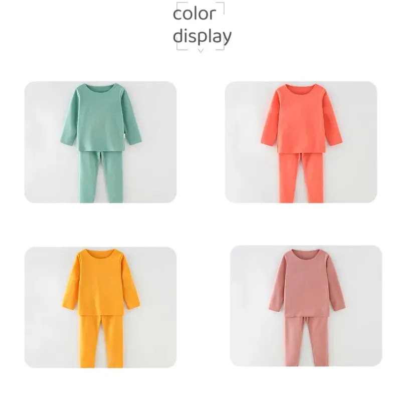 Autumn Winter Kids Thermal Underwear Sets Baby Warm Clothes Boys Girls Tops Pants Sleepwear Pajamas Soft Warm Children Clothing