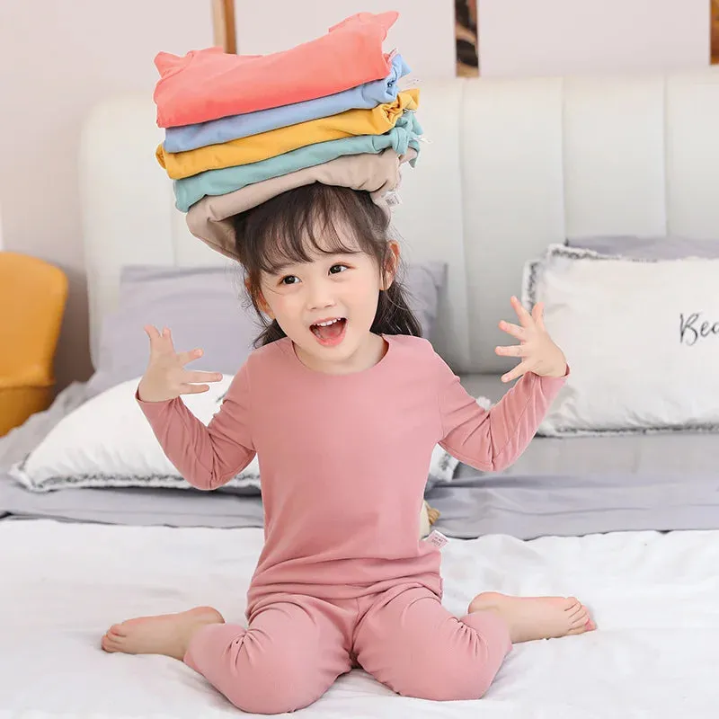 Autumn Winter Kids Thermal Underwear Sets Baby Warm Clothes Boys Girls Tops Pants Sleepwear Pajamas Soft Warm Children Clothing