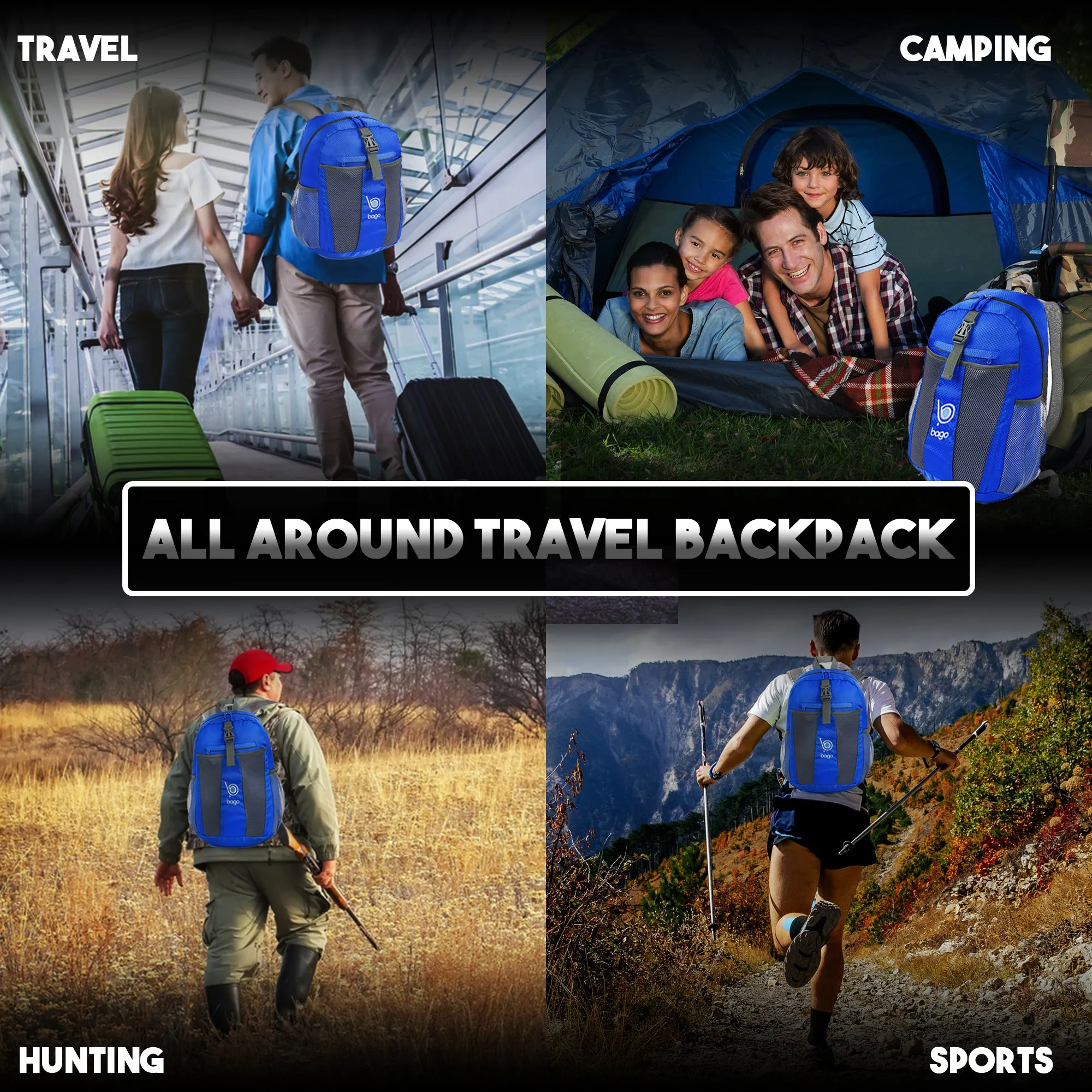 Bago 25L Packable Lightweight Backpack - Water Resistant Travel and Hiking Daypack