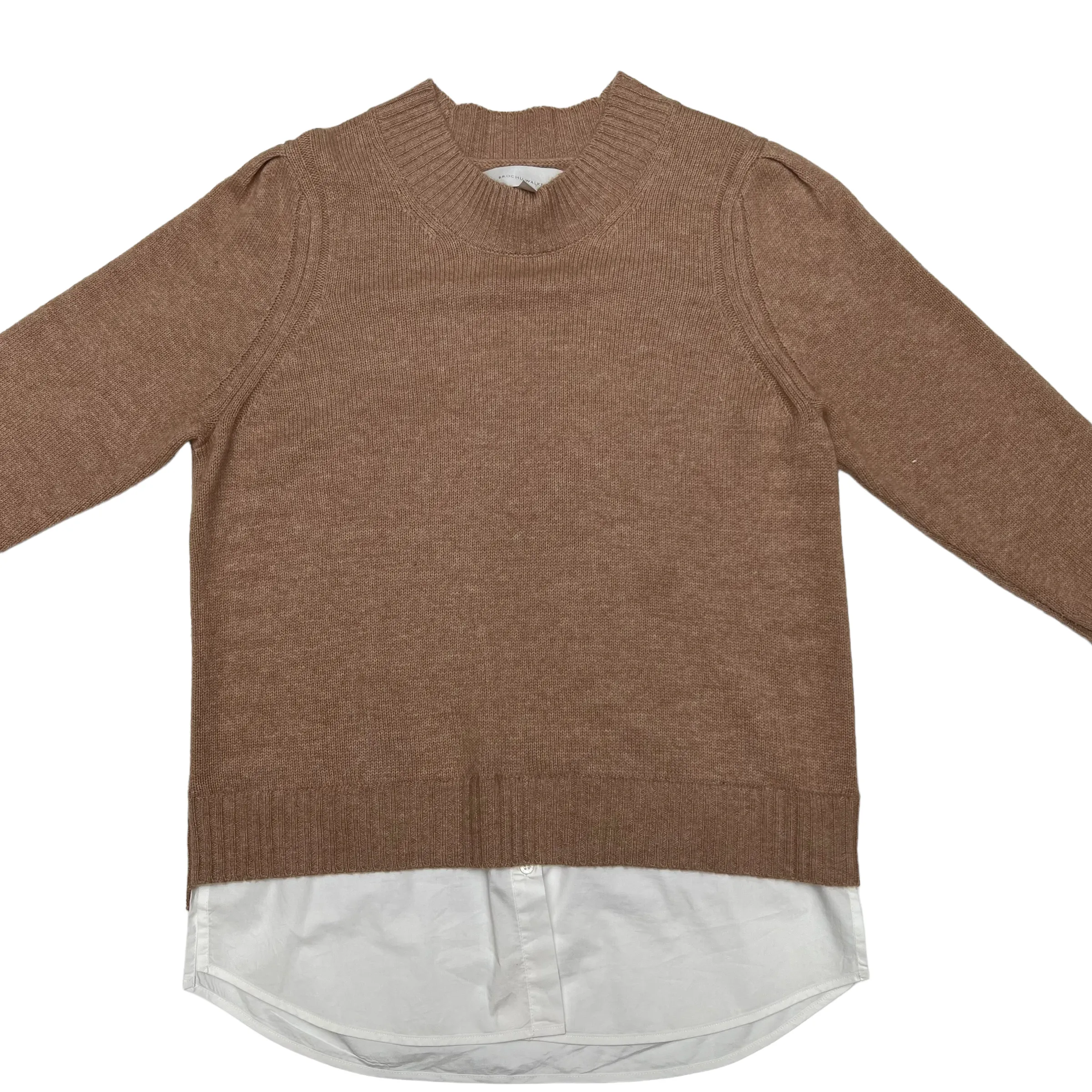 Beige Sweater with Shirt Detail - L