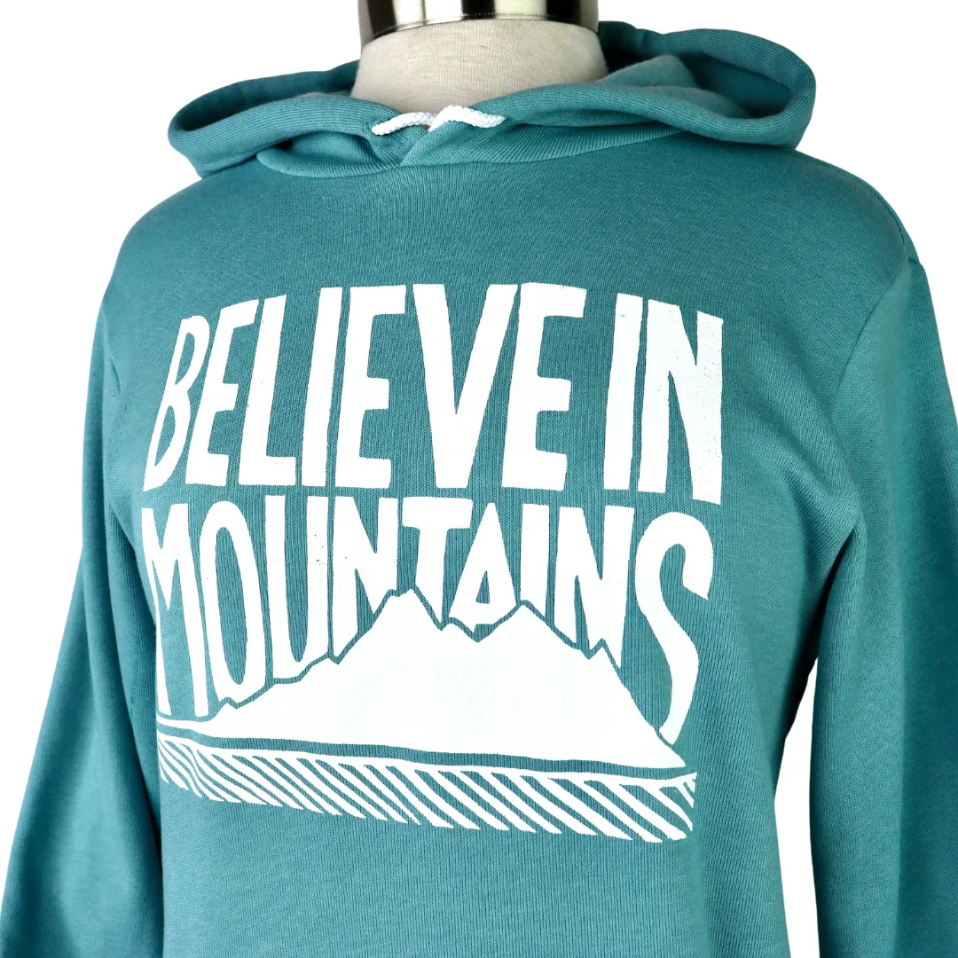 Believe in Mountains Unisex Pullover Hoodie in Glacier Blue