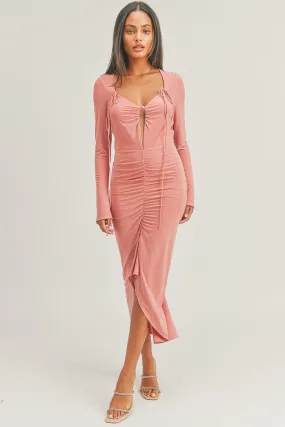 Bella Long Sleeve Verticated Midi Dress