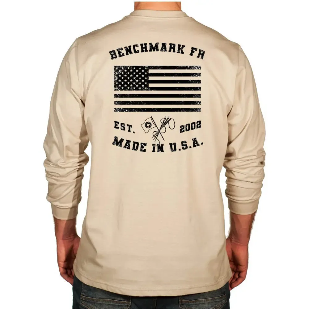 BENCHMARK FR- 6.2OZ - DRILLING AND CHILLIN, Flagship USA, FR Union - Flame Resistant Shirt - Beige