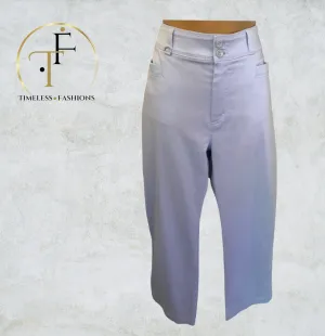 Betty Barclay Pale Blue Cotton Straight Leg Stretch Trousers UK 10 US 6 EU 38