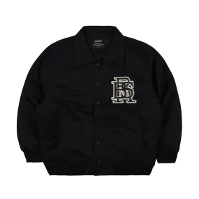 BIG LOGO COLLAR VARSITY JACKET BLACK