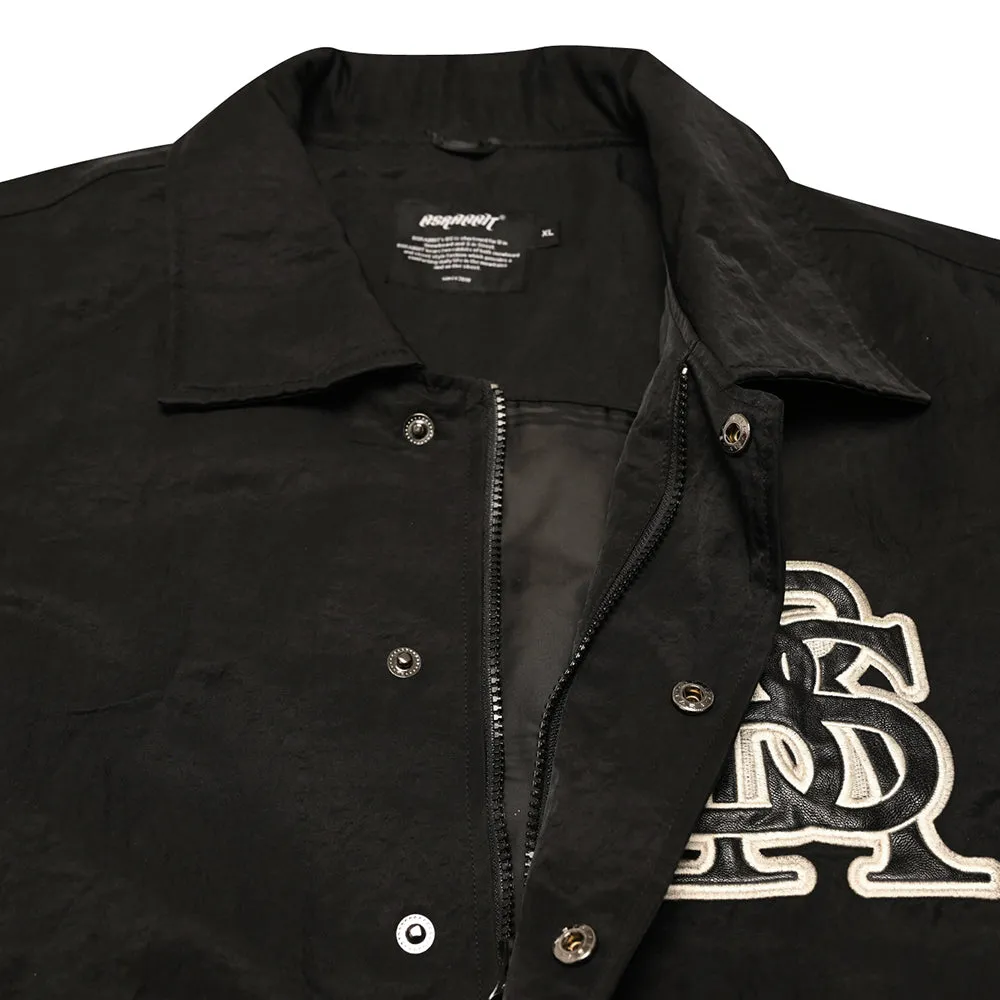 BIG LOGO COLLAR VARSITY JACKET BLACK